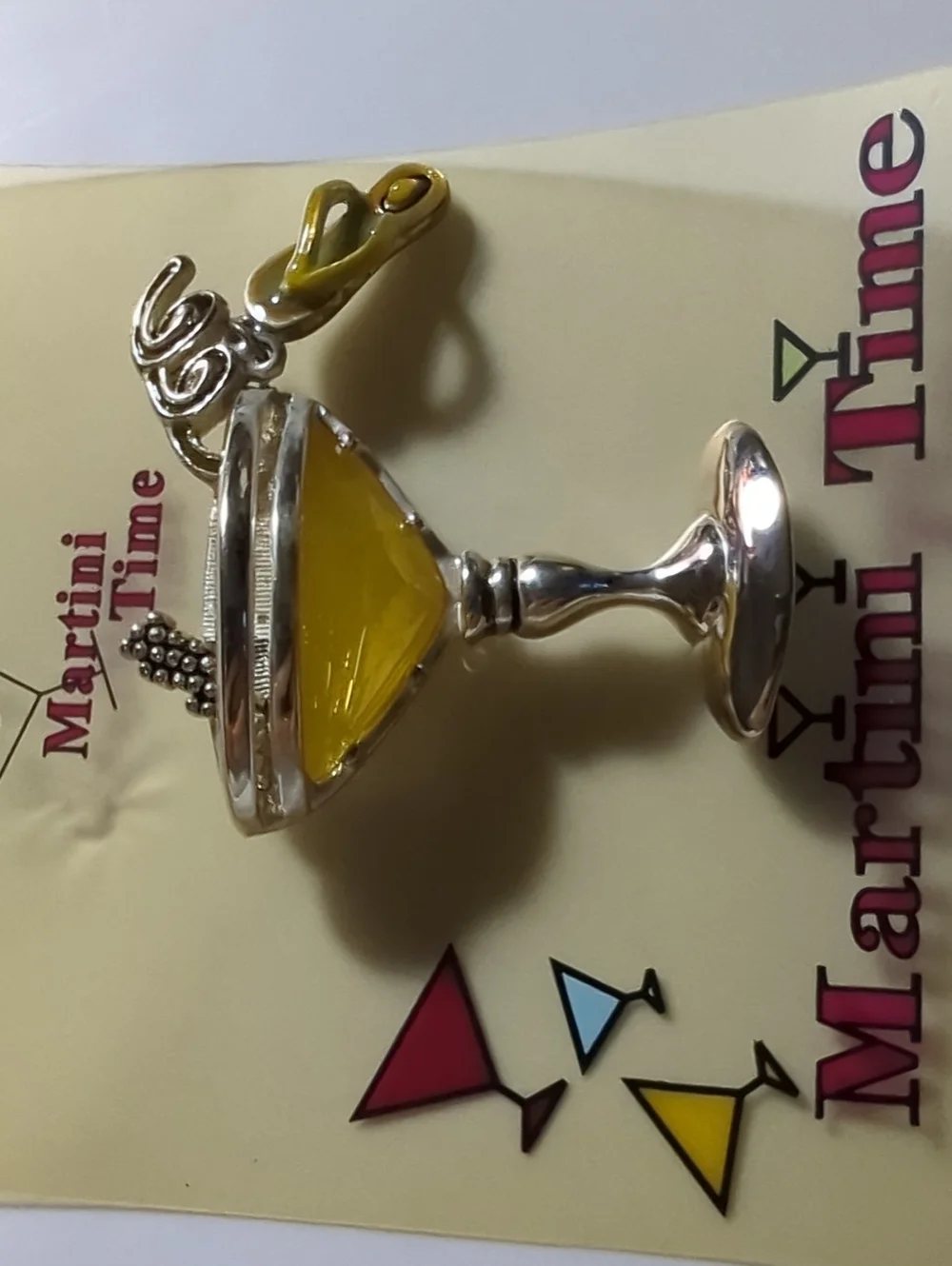 Martini Glass Pin Brooch with Flip Flop Attached to Curling Straw NWT